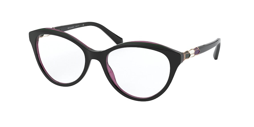 Bvlgari BV4187B Cat Eye Eyeglasses  5485-TOP BLACK/GREEN/TRANSP VIOLET 54-18-140 - Color Map black