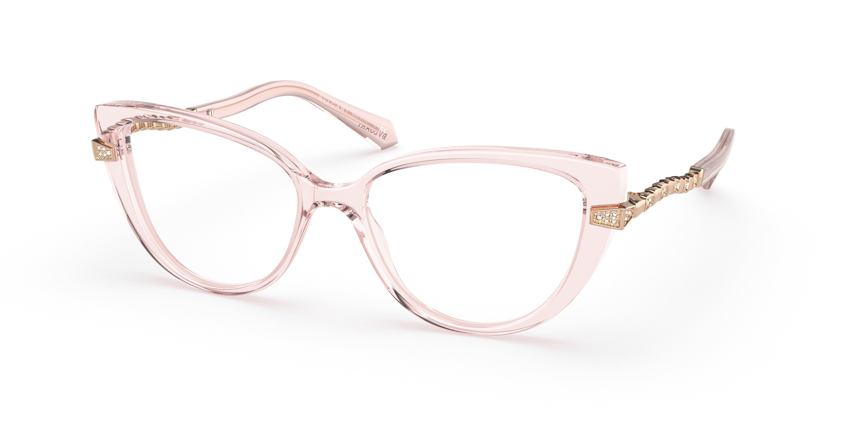 Bvlgari BV4199B Cat Eye Eyeglasses  5470-Transparent Pink 54-140-16 - Color Map Pink