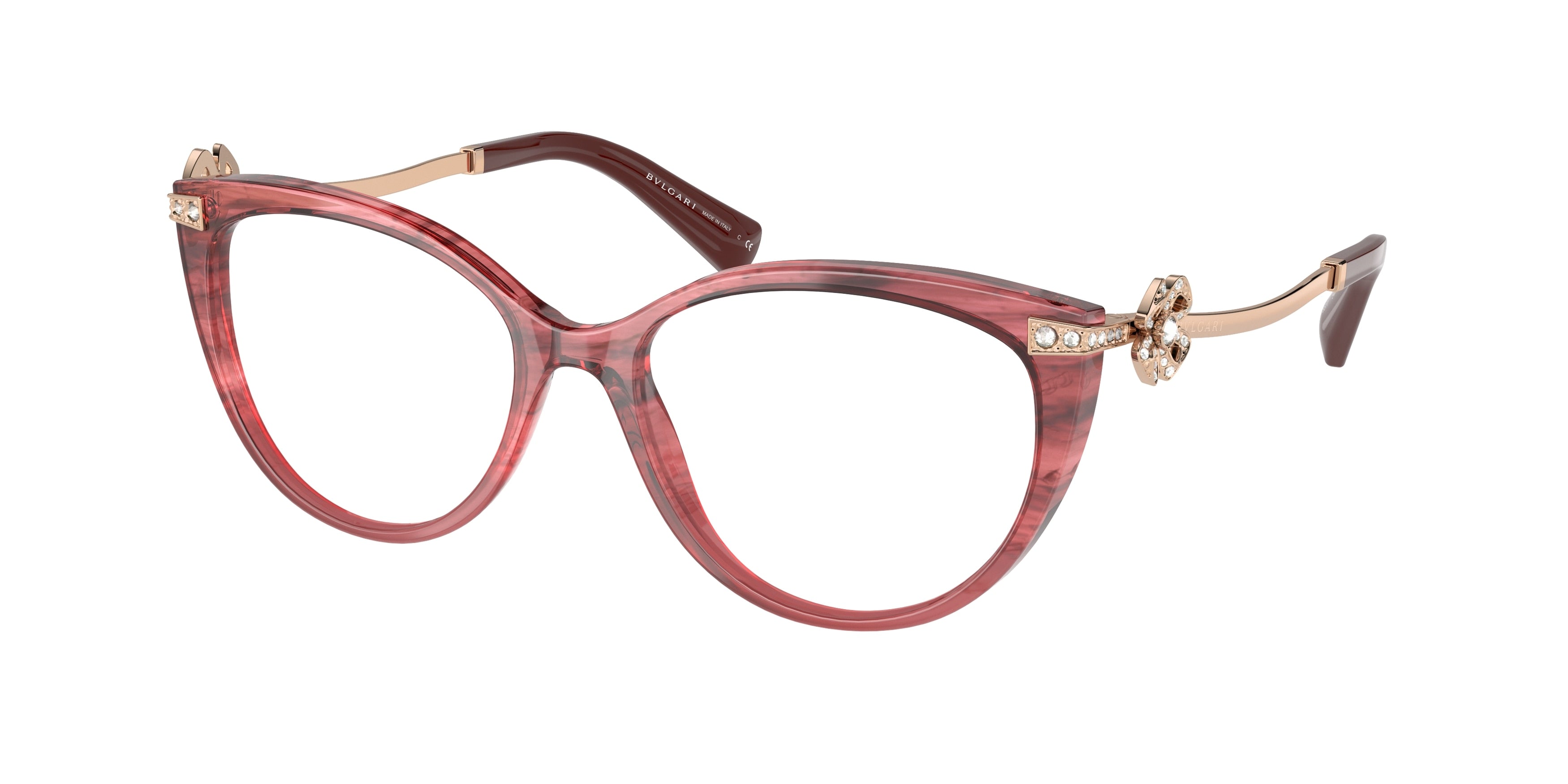 Bvlgari BV4206B Cat Eye Eyeglasses  5511-Opal Red Striped Gradient 54-140-17 - Color Map Red