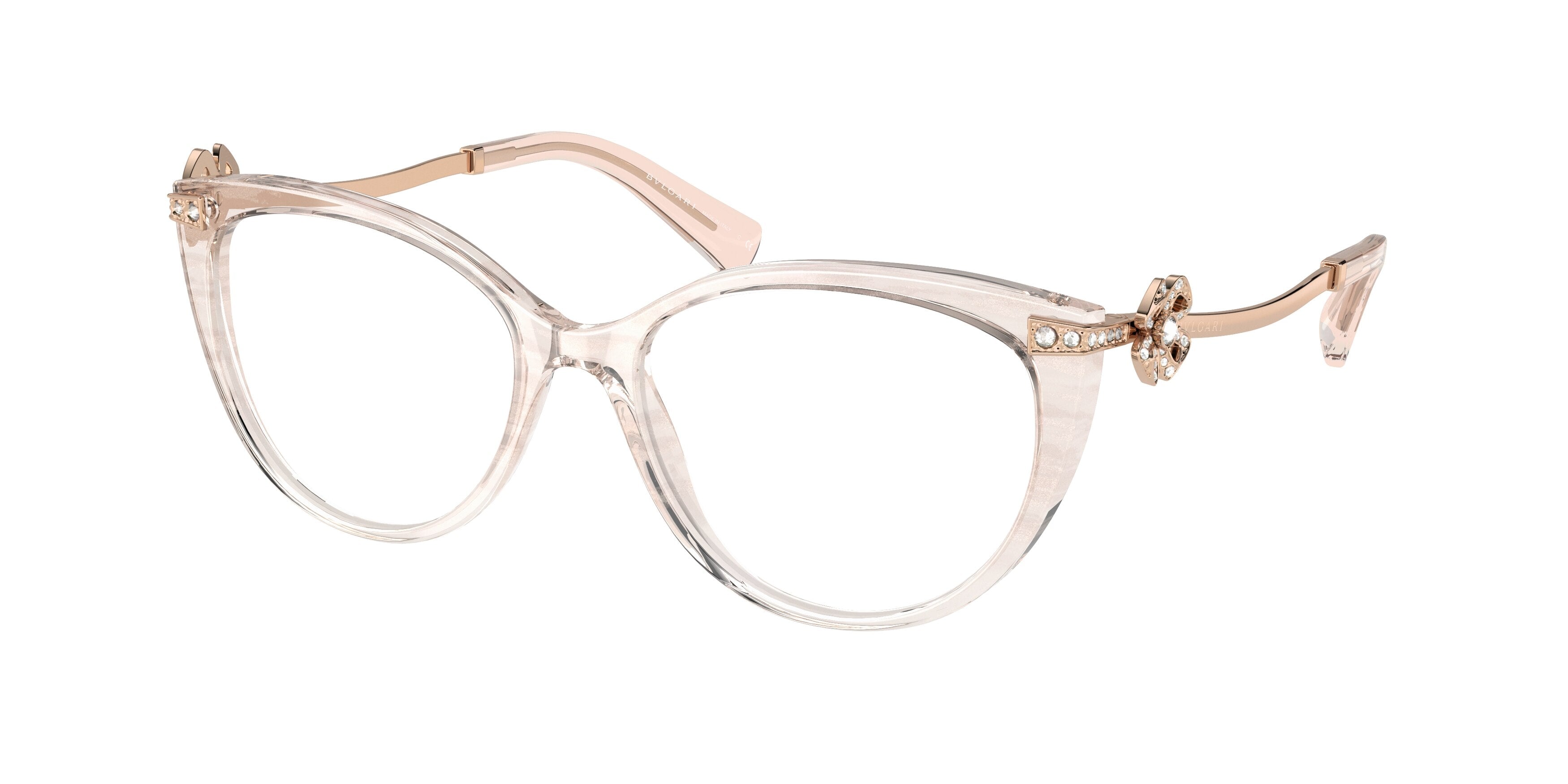 Bvlgari BV4206B Cat Eye Eyeglasses  5512-Opal Peach Striped Gradient 54-140-17 - Color Map Pink