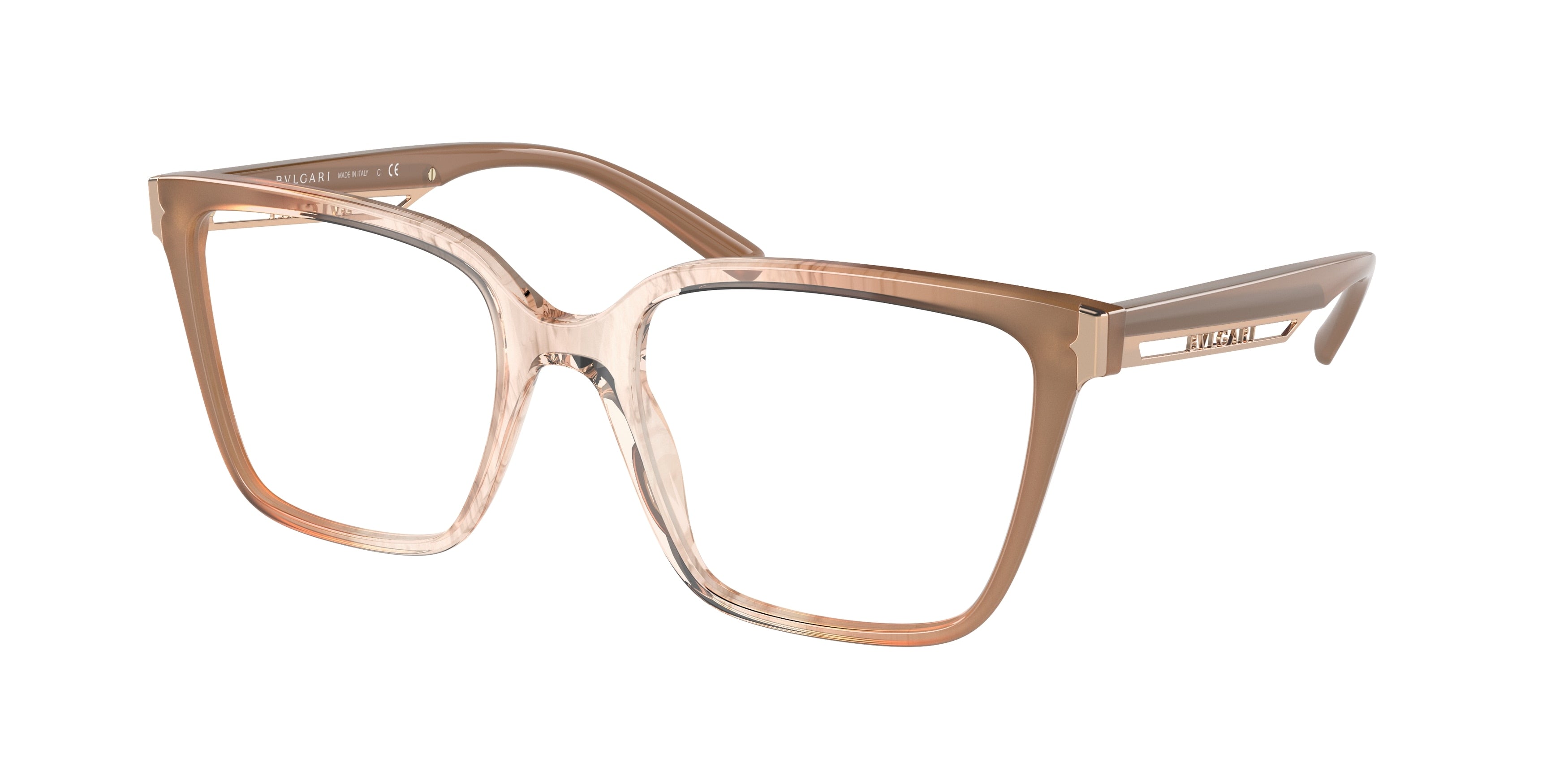 Bvlgari BV4208 Square Eyeglasses  5510-Opal Pink Striped Gradient 52-145-19 - Color Map Violet