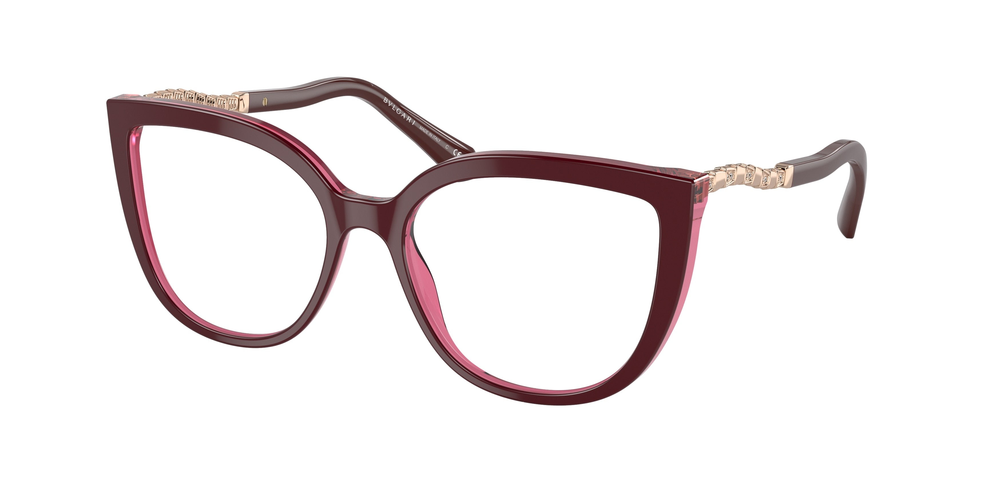 Bvlgari BV4214B Cat Eye Eyeglasses  5469-Bordeaux On Transparent Red 54-140-17 - Color Map Red