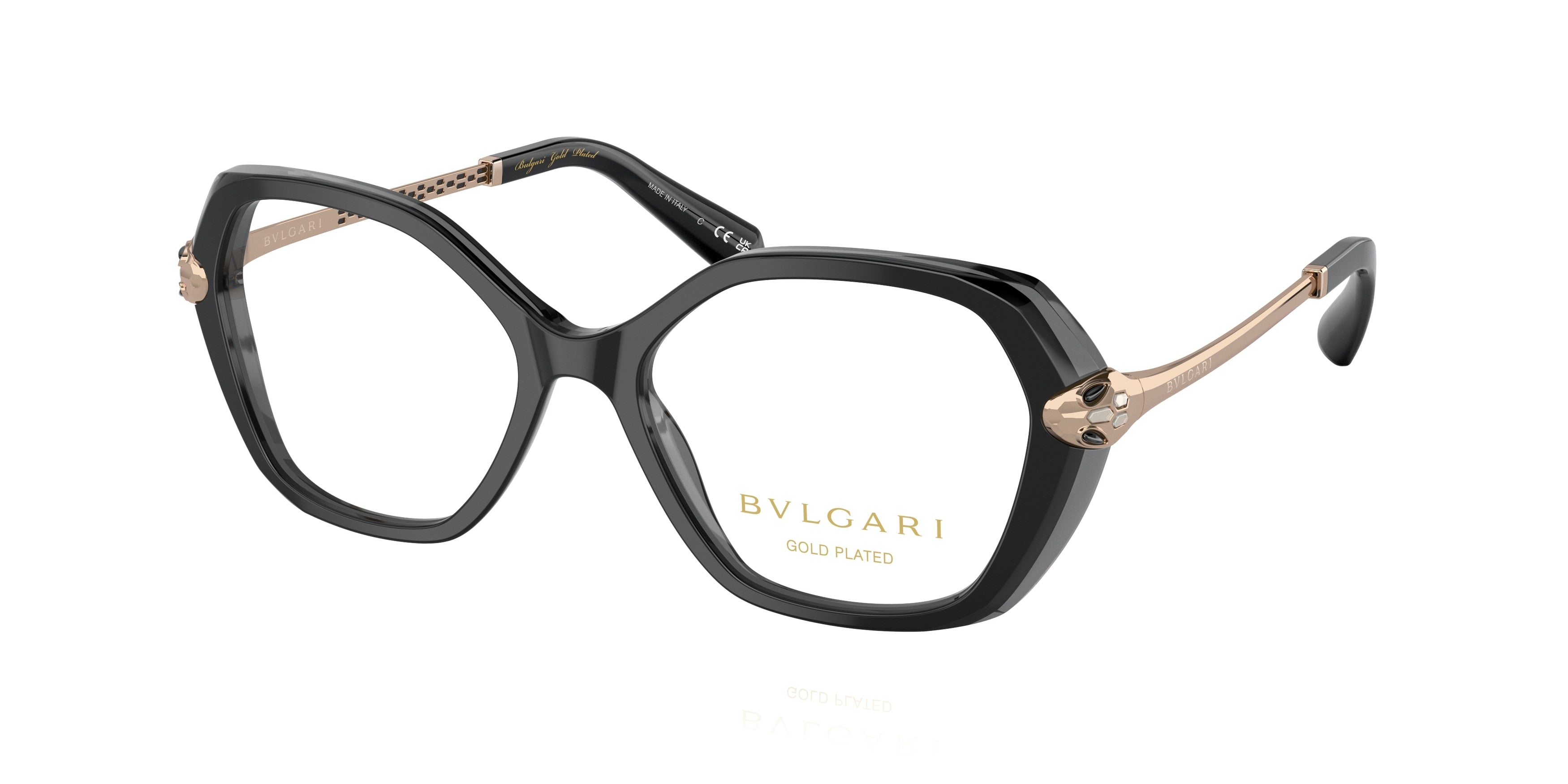 Bvlgari BV4215KB Butterfly Eyeglasses  5381-Black On Transparent Grey 53-140-17 - Color Map Black