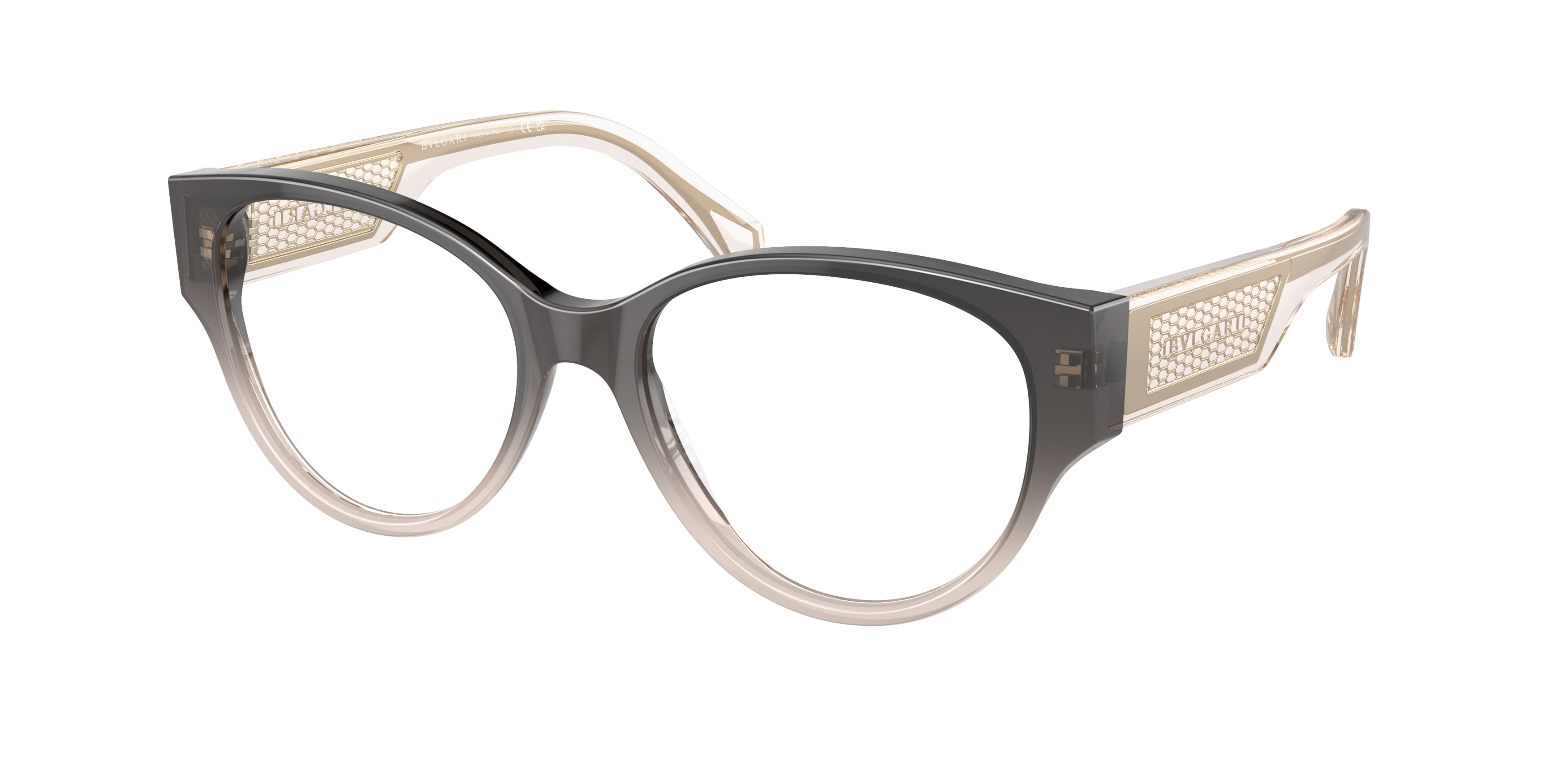 Bvlgari BV4217 Phantos Eyeglasses  5450-Black Shading Beige 53-140-17 - Color Map Black