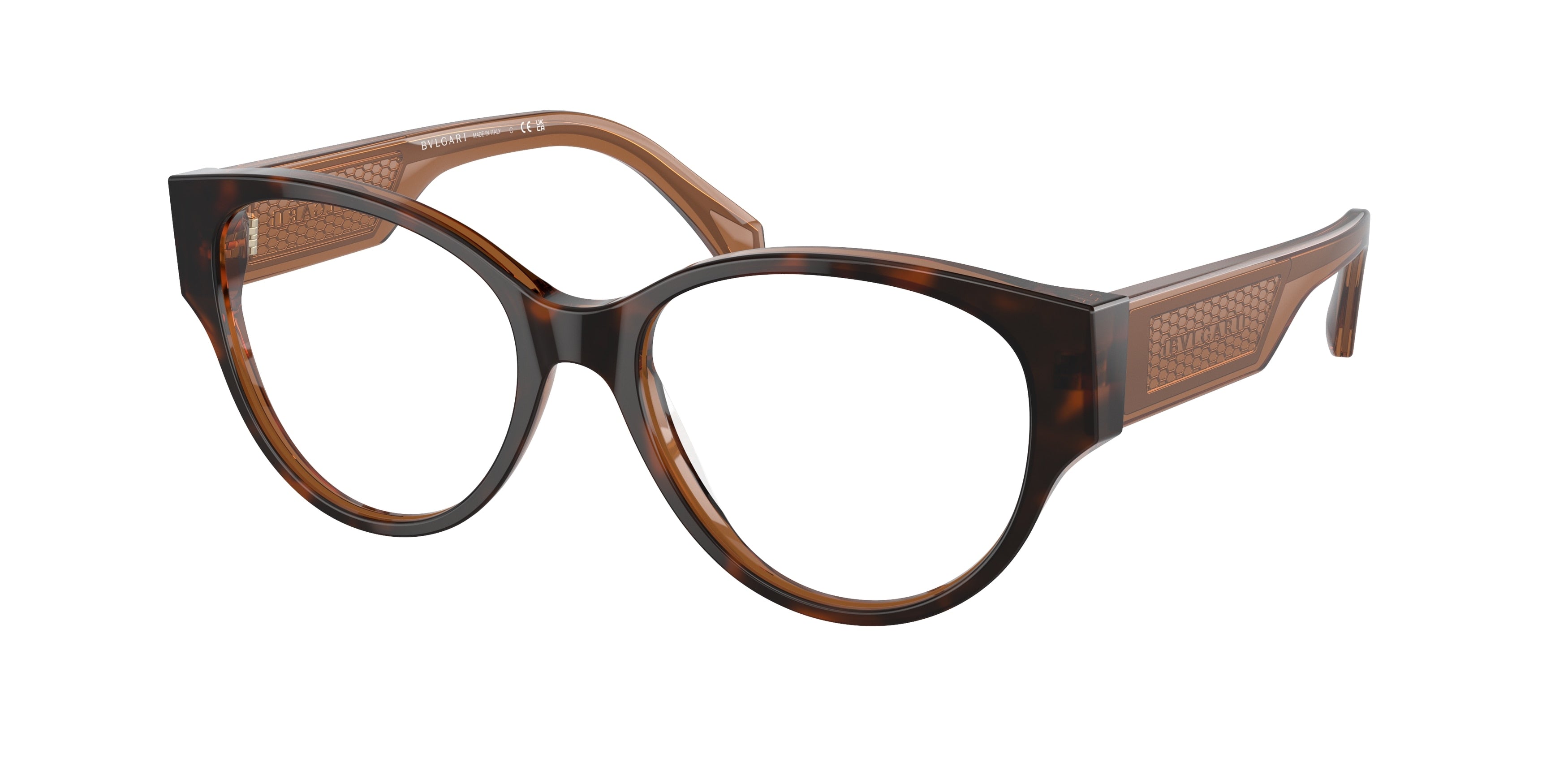 Bvlgari BV4217 Phantos Eyeglasses  5496-Havana On Transparent Brown 53-140-17 - Color Map Gold