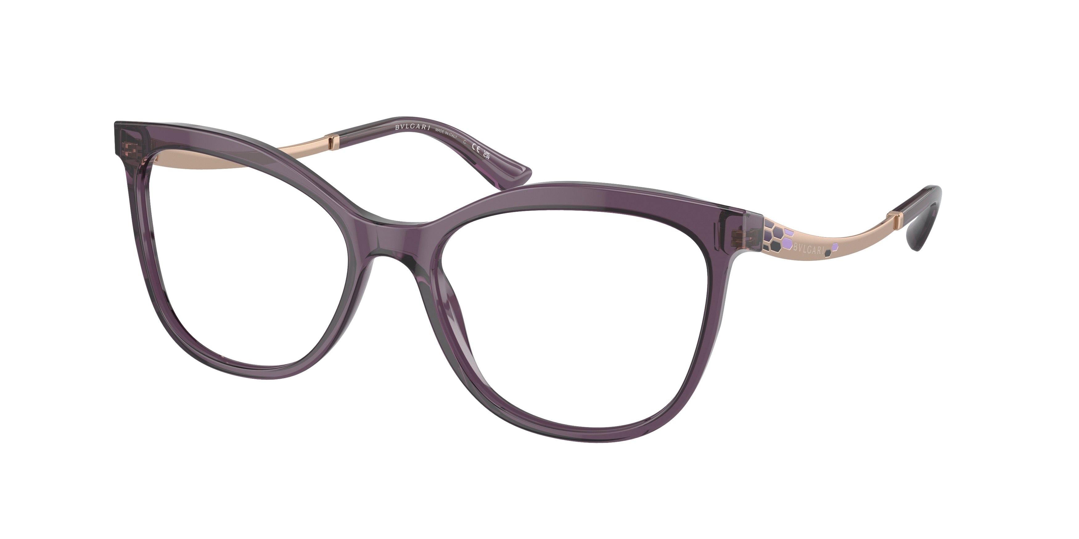 Bvlgari BV4218F Cat Eye Eyeglasses  5514-Transparent Purple 54-145-17 - Color Map Violet