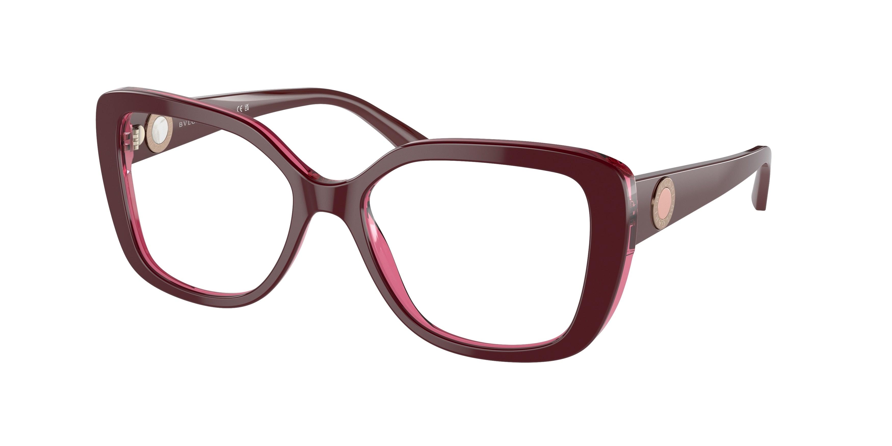Bvlgari BV4220 Rectangle Eyeglasses  5469-Bordeaux On Transparent Red 54-140-17 - Color Map Red