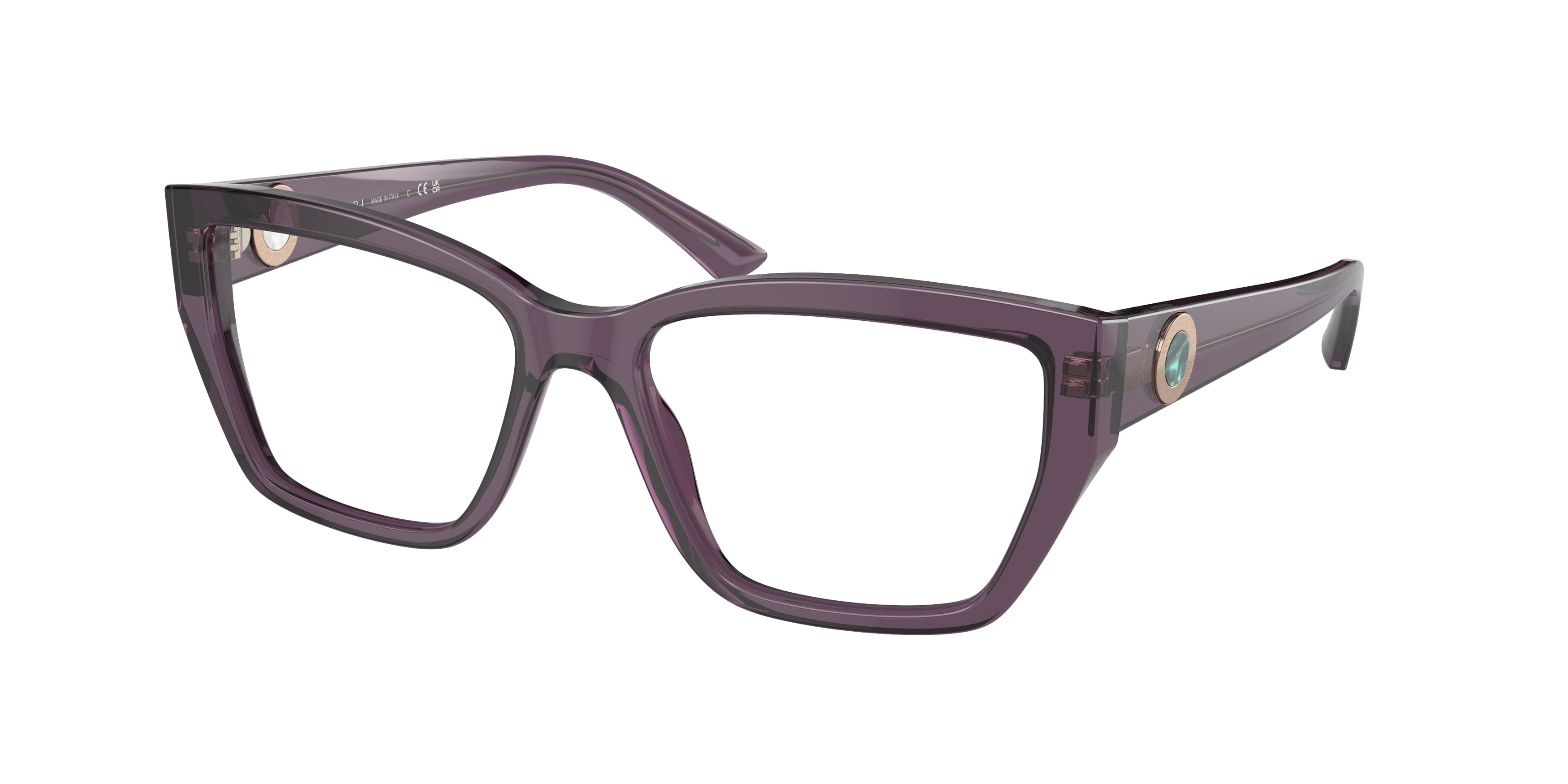 Bvlgari BV4221 Cat Eye Eyeglasses  5518-Transparent Amethyst 55-140-17 - Color Map Violet