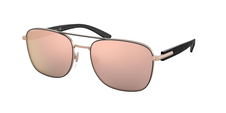 Bvlgari BV5050 Rectangle Sunglasses  20134Z-MATTE BLACK/MATTE PINK GOLD 57-18-140 - Color Map black