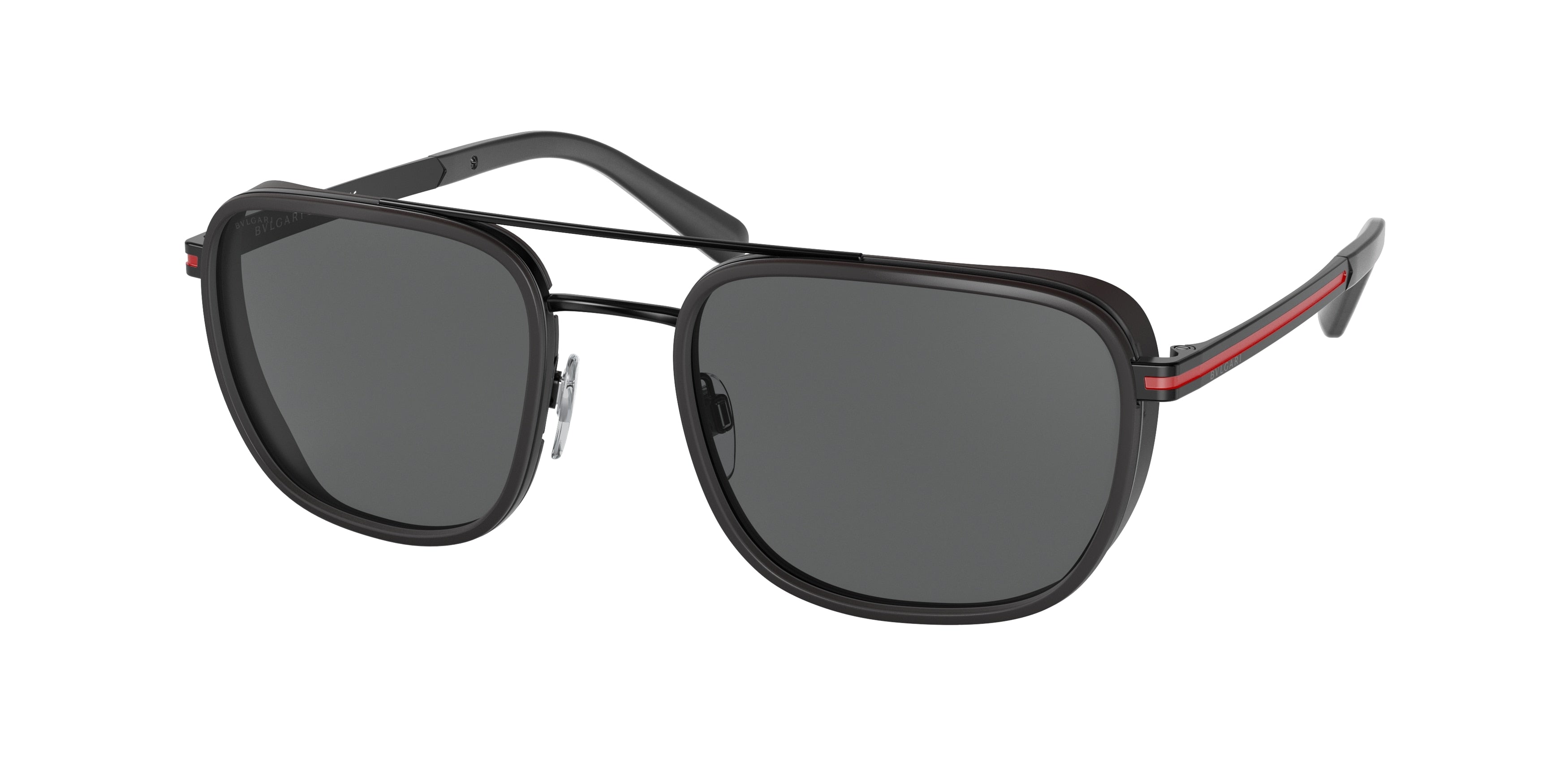 Bvlgari BV5053 Rectangle Sunglasses  128/B1-Matte Black 56-145-21 - Color Map Black