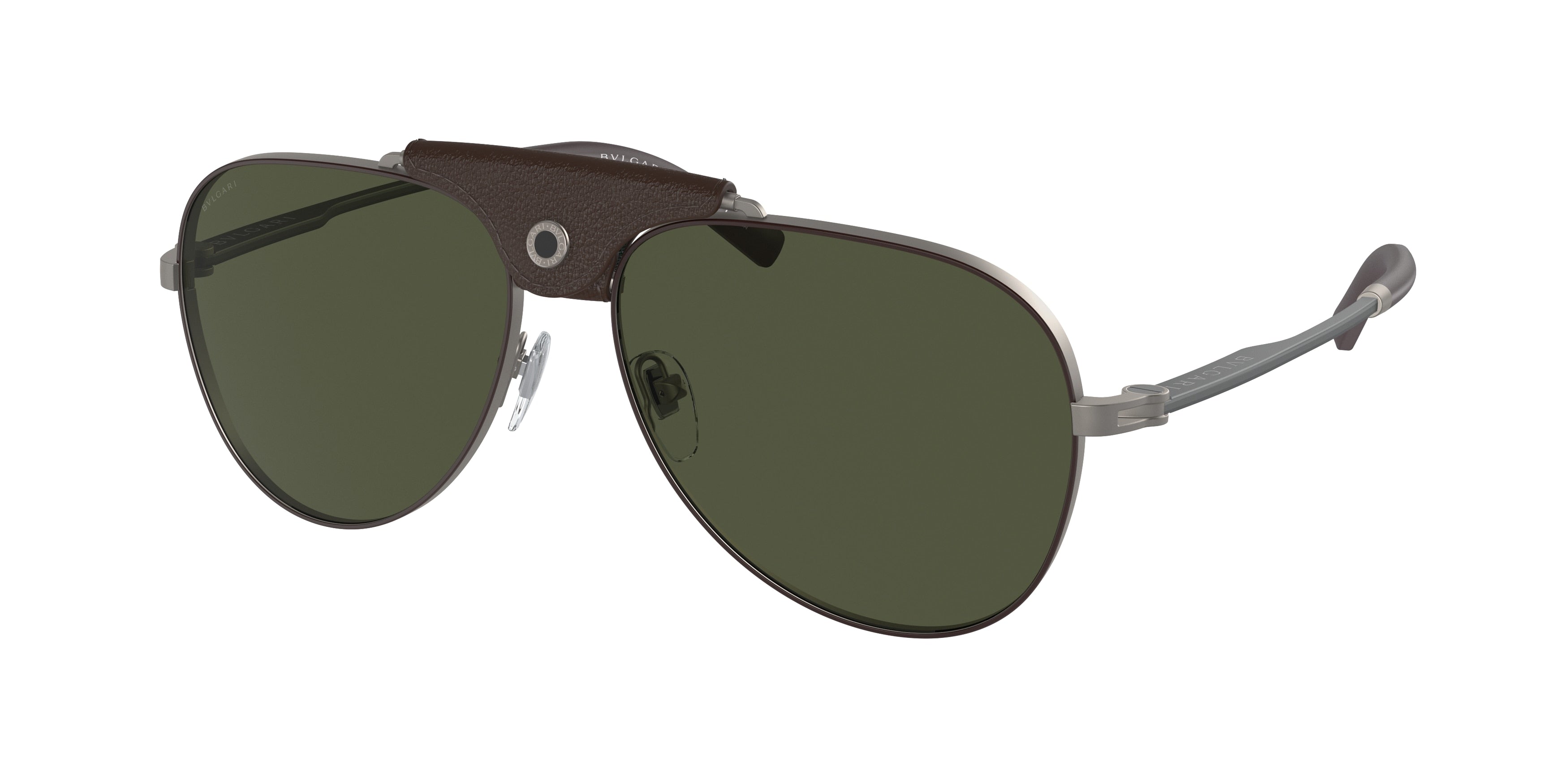 Bvlgari BV5061Q Pilot Sunglasses  195/31-Matte Gunmetal/Brown 60-145-15 - Color Map Grey