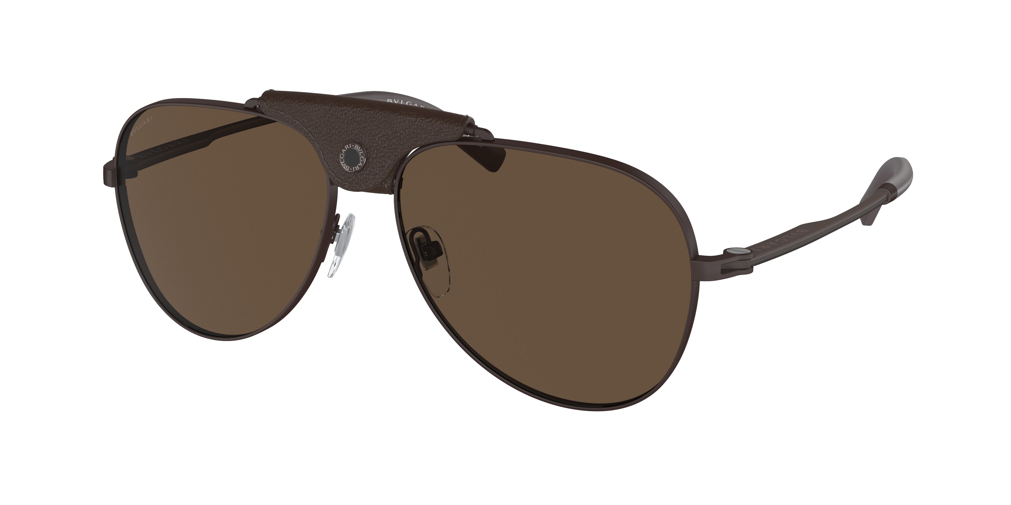 Bvlgari BV5061Q Pilot Sunglasses  207353-Matte Brown 60-145-15 - Color Map Brown