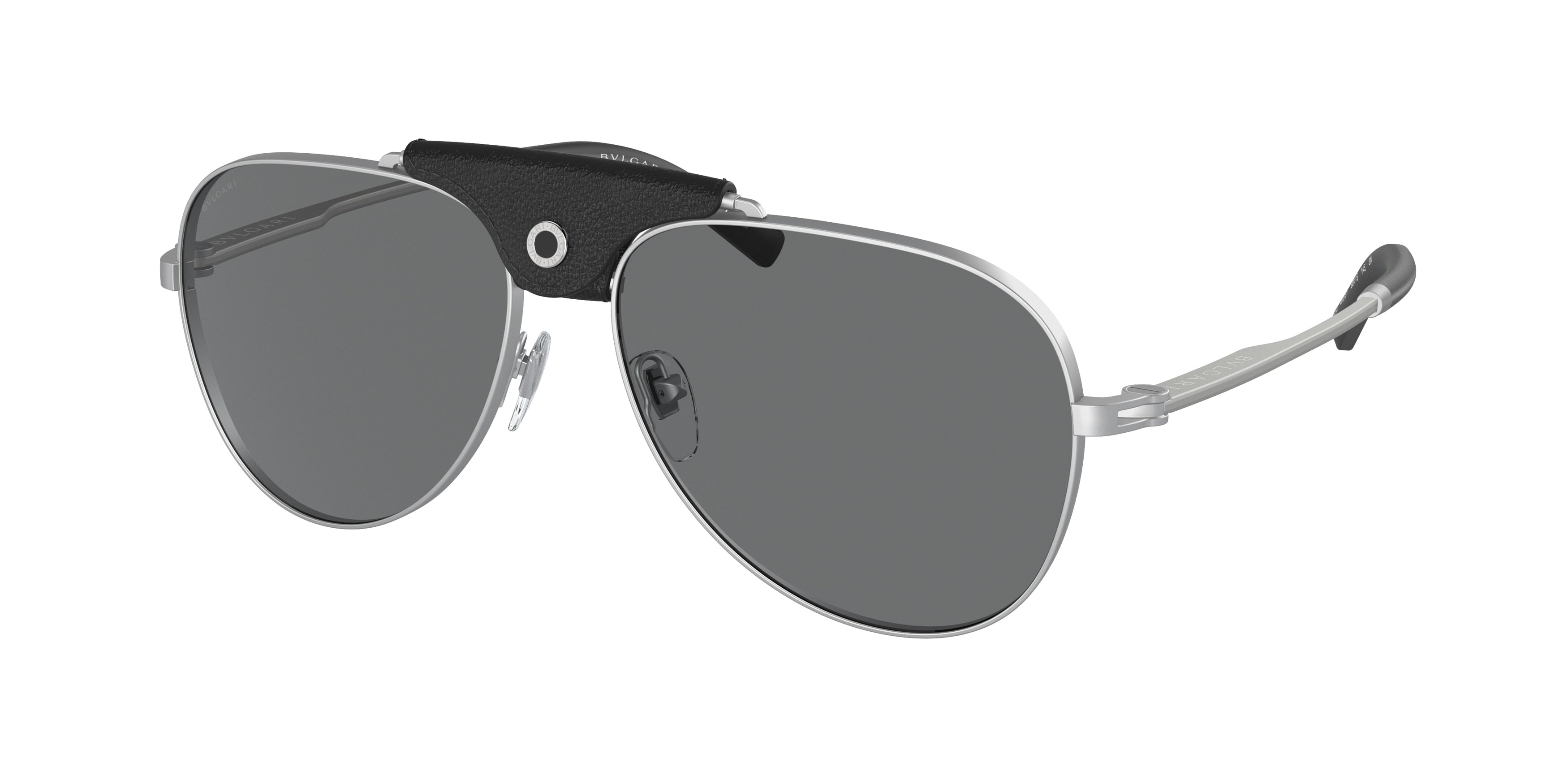 Bvlgari BV5061Q Pilot Sunglasses  400/B1-Matte Silver 60-145-15 - Color Map Silver
