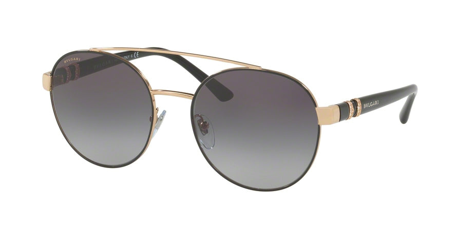 Bvlgari BV6085B Round Sunglasses  20238G-BLACK/PINK GOLD 55-18-140 - Color Map black