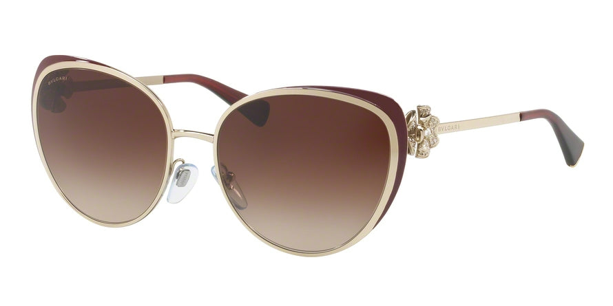 Bvlgari BV6092B Cat Eye Sunglasses  278/13-PALE GOLD/BURGUNDY 57-17-135 - Color Map bordeaux