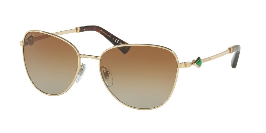 Bvlgari BV6097KB Cat Eye Sunglasses  2041T5-PALE GOLD PLATED 57-17-125 - Color Map gold