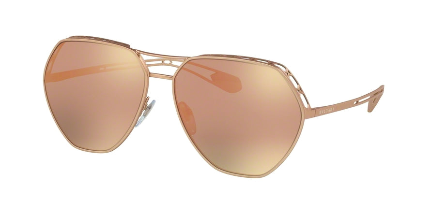 Bvlgari BV6098 Pilot Sunglasses  20134Z-MATTE PINK GOLD 61-14-140 - Color Map gold