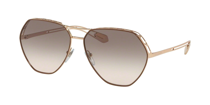 Bvlgari BV6098 Pilot Sunglasses  20373B-MATTE BRONZE/PINK GOLD 61-14-140 - Color Map brown