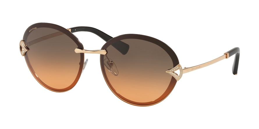 Bvlgari BV6101B Oval Sunglasses  201418-PINK GOLD 61-15-135 - Color Map gold