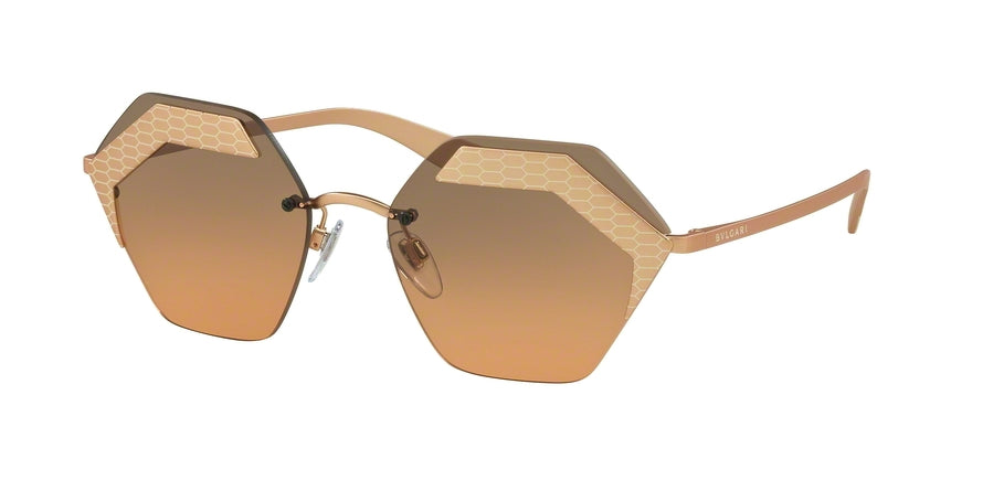 Bvlgari BV6103 Irregular Sunglasses  201318-MATTE PINK GOLD/PINK GOLD 57-17-140 - Color Map gold