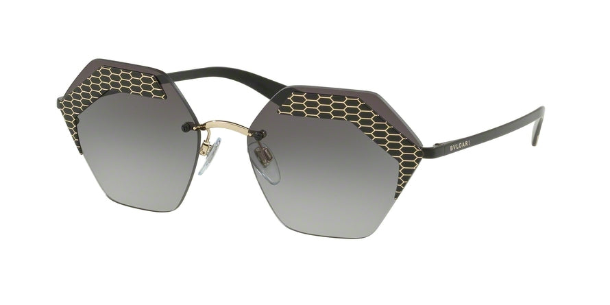 Bvlgari BV6103 Irregular Sunglasses  20288G-MATTE BLACK/PALE GOLD 57-17-140 - Color Map black