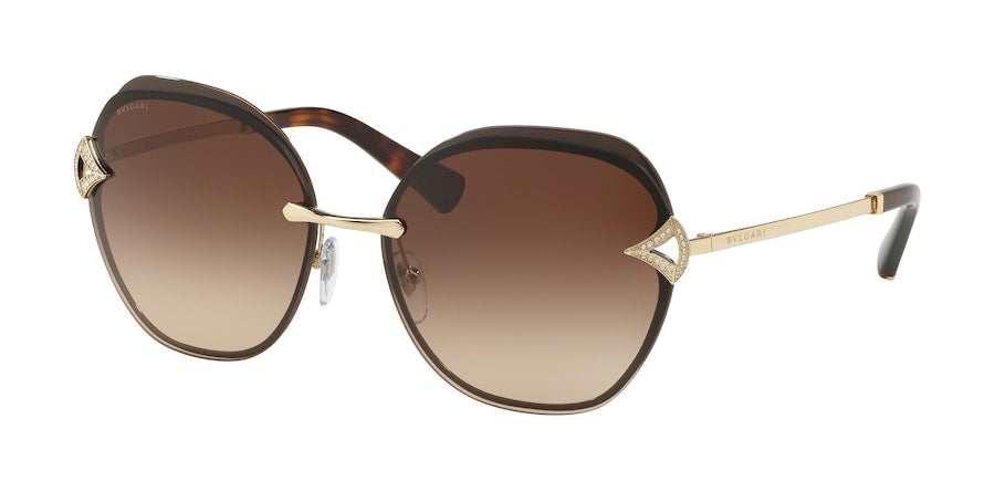 Bvlgari BV6111B Square Sunglasses  203413-PALE GOLD/BROWN 60-15-135 - Color Map brown