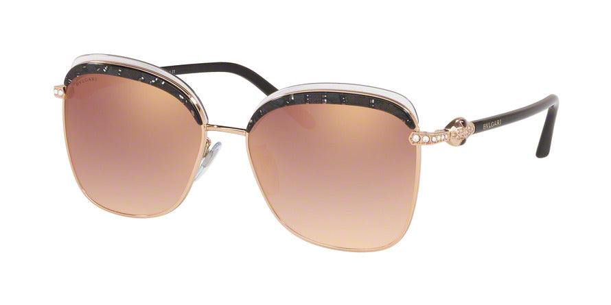 Bvlgari BV6112B Square Sunglasses  20146F-PINK GOLD 57-16-140 - Color Map black