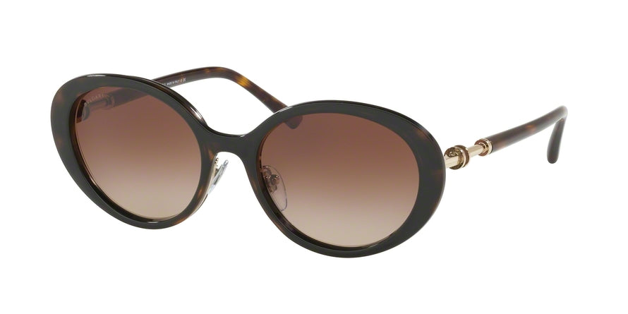 Bvlgari BV6117 Oval Sunglasses  278/13-PALE GOLD/DARK HAVANA 53-18-140 - Color Map havana