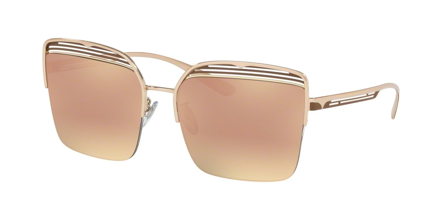 Bvlgari BV6126 Square Sunglasses  20374Z-PINK GOLD/MATTE BRONZE 59-17-140 - Color Map light blue