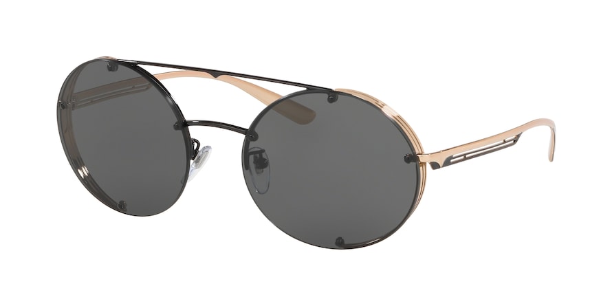 Bvlgari BV6127 Oval Sunglasses  201487-PINK GOLD/BLACK 58-19-140 - Color Map black