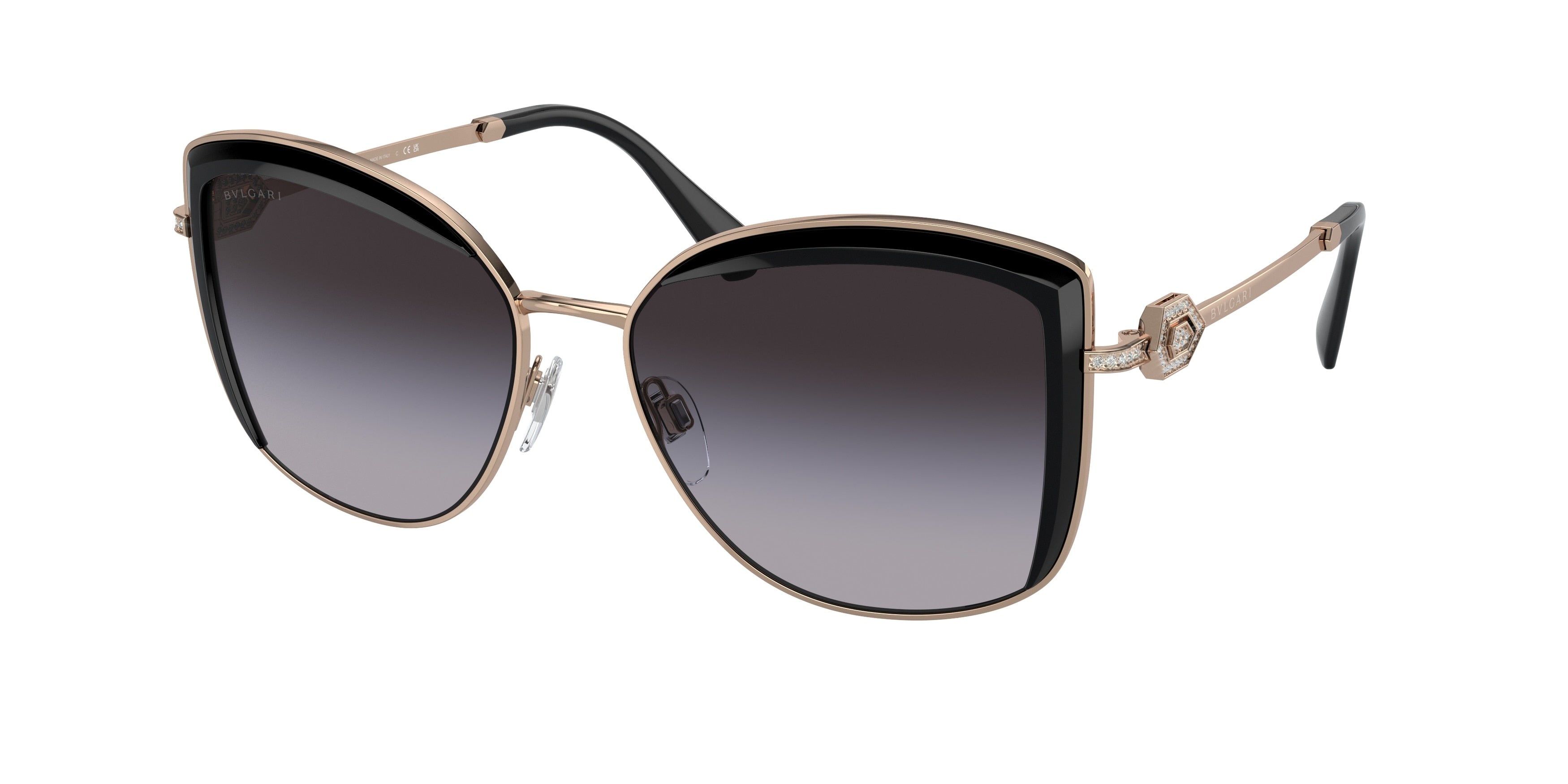 Bvlgari BV6128B Square Sunglasses  20148G-Pink Gold/Black 56-140-16 - Color Map Pink