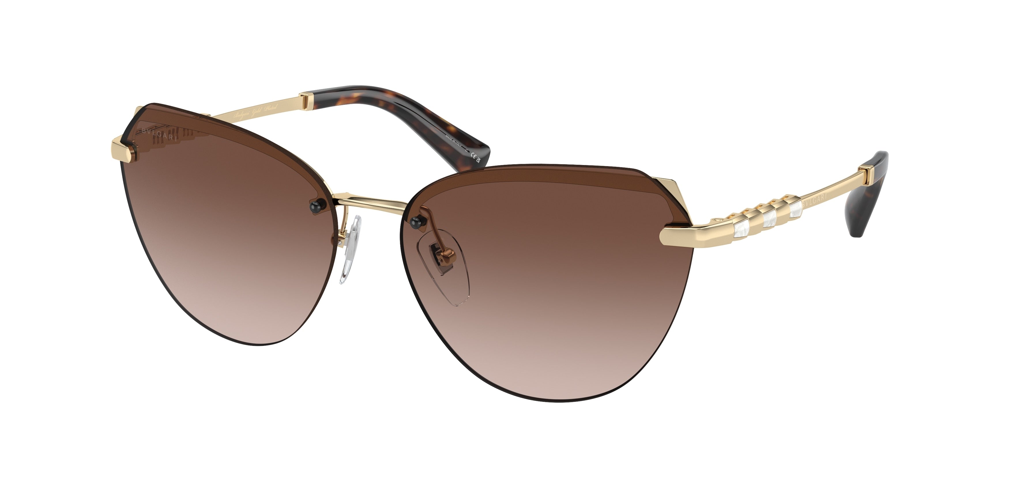 Bvlgari BV6129KB Cat Eye Sunglasses  2041T5-Pale Gold Plated 60-140-15 - Color Map Gold