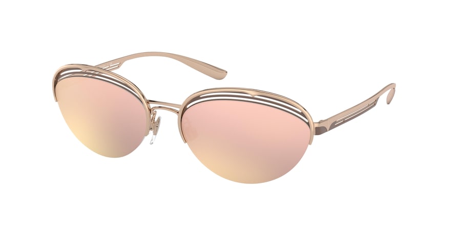 Bvlgari BV6131 Oval Sunglasses  20374Z-PINK GOLD 58-17-140 - Color Map light brown