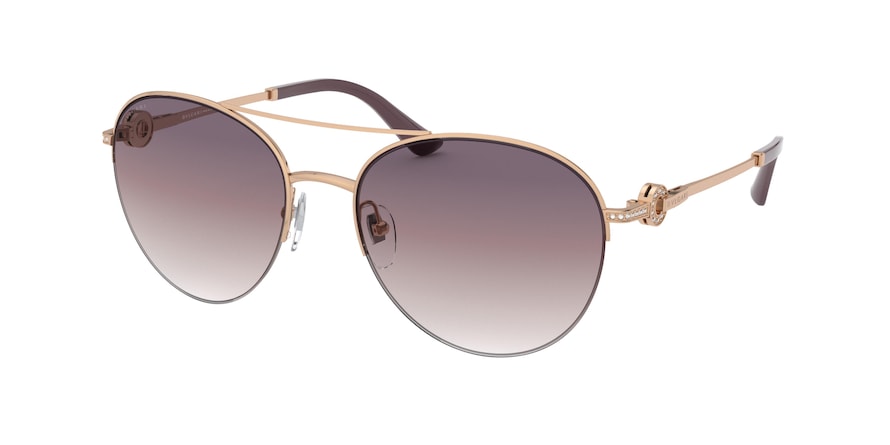Bvlgari BV6132B Pilot Sunglasses  2014U6-PINK GOLD 57-18-140 - Color Map gold
