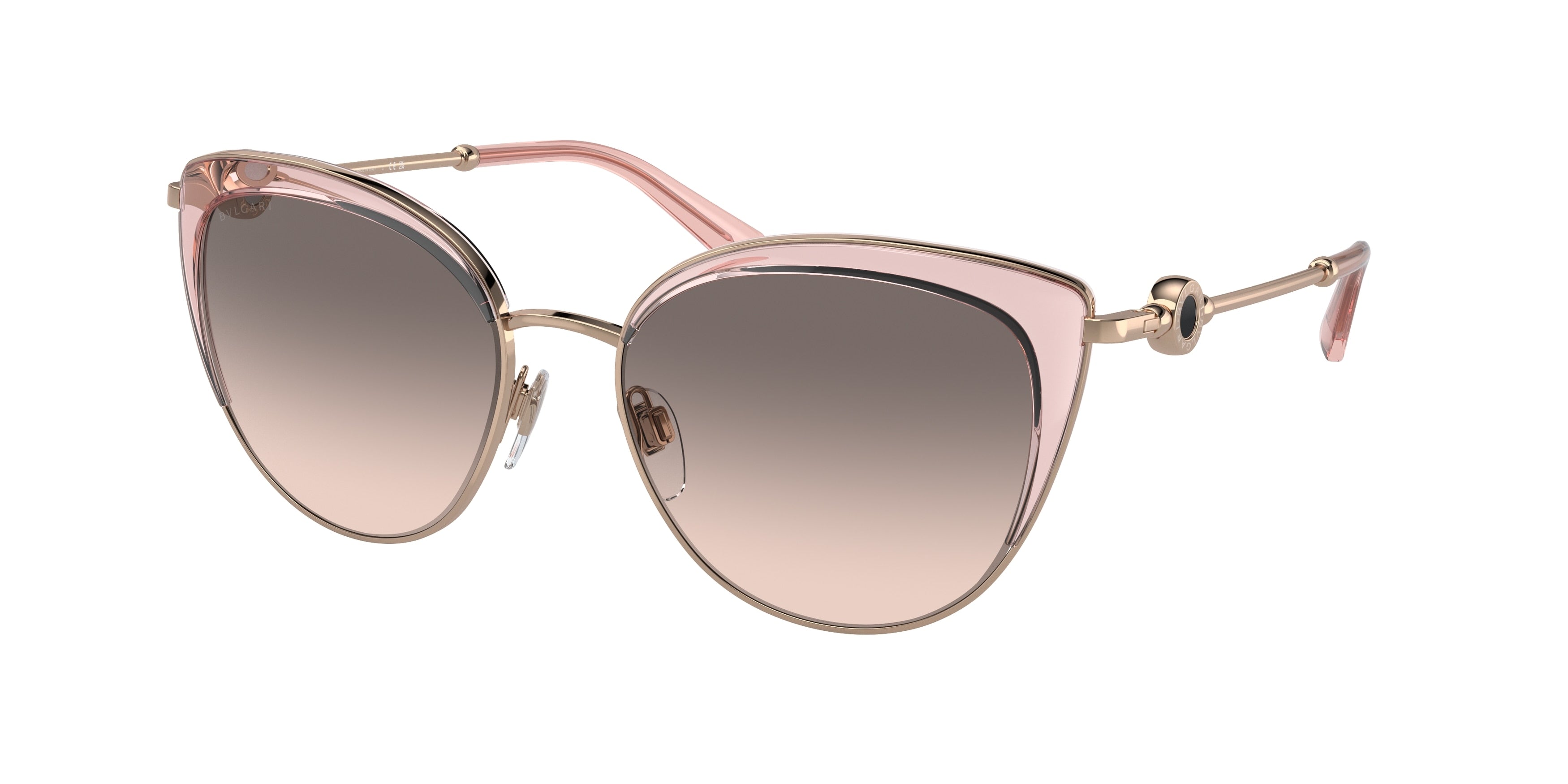 Bvlgari BV6133 Cat Eye Sunglasses  20143B-Pink Gold/Transparent Pink 55-140-17 - Color Map Pink