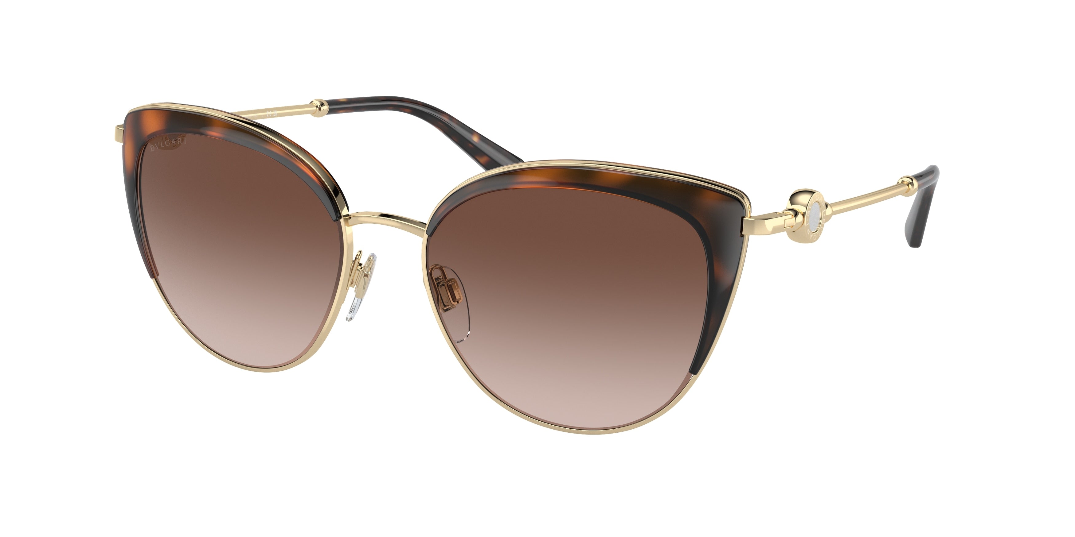 Bvlgari BV6133 Cat Eye Sunglasses  278/13-Pale Gold/Dark Havana 55-140-17 - Color Map Gold