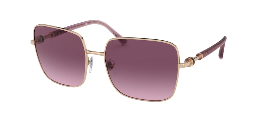 Bvlgari BV6134 Square Sunglasses  20147W-PINK GOLD 58-17-140 - Color Map gold
