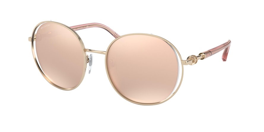 Bvlgari BV6135 Round Sunglasses  20144Z-PINK GOLD 55-20-140 - Color Map gold