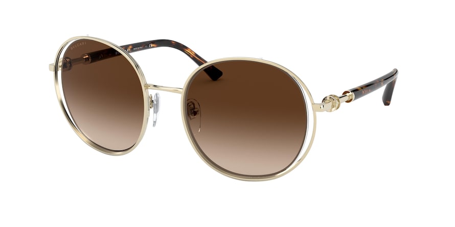 Bvlgari BV6135 Round Sunglasses  278/13-PALE GOLD 55-20-140 - Color Map gold