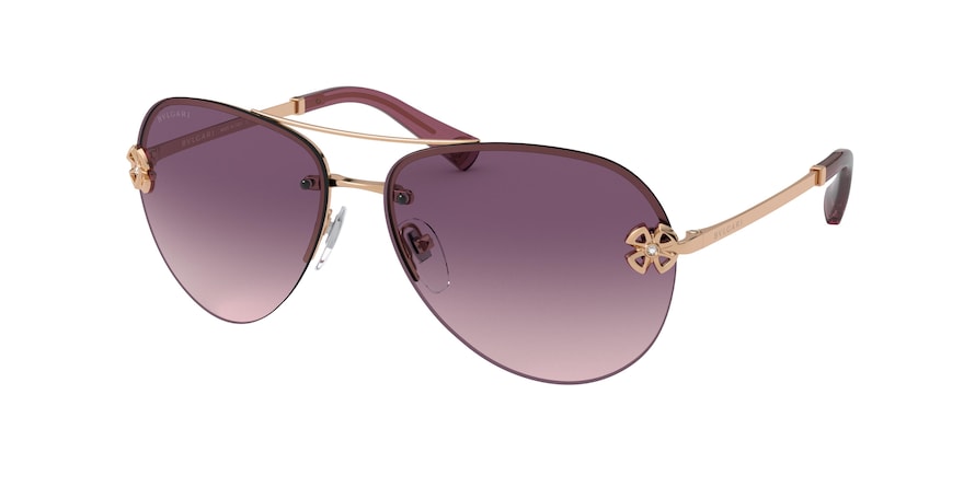 Bvlgari BV6137B Pilot Sunglasses  20147W-PINK GOLD 60-14-135 - Color Map gold