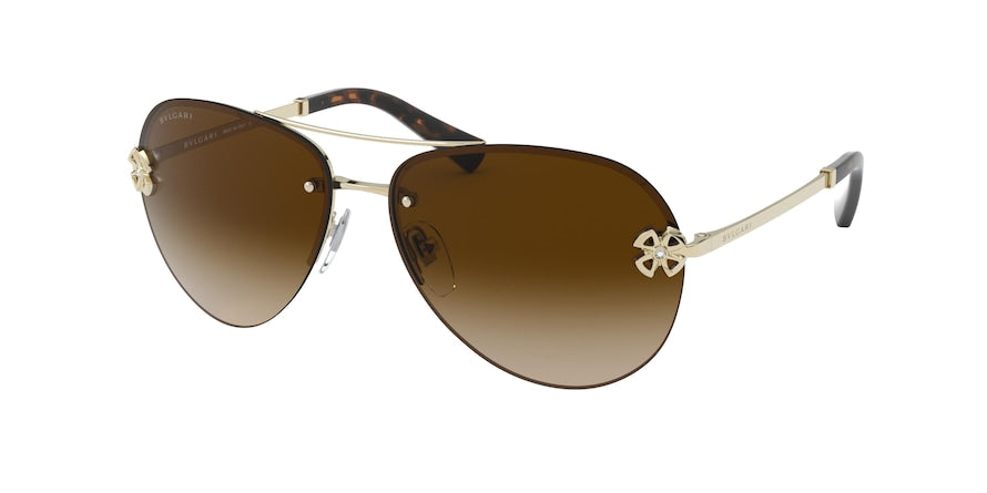 Bvlgari BV6137B Pilot Sunglasses  278/13-PALE GOLD 60-14-135 - Color Map gold