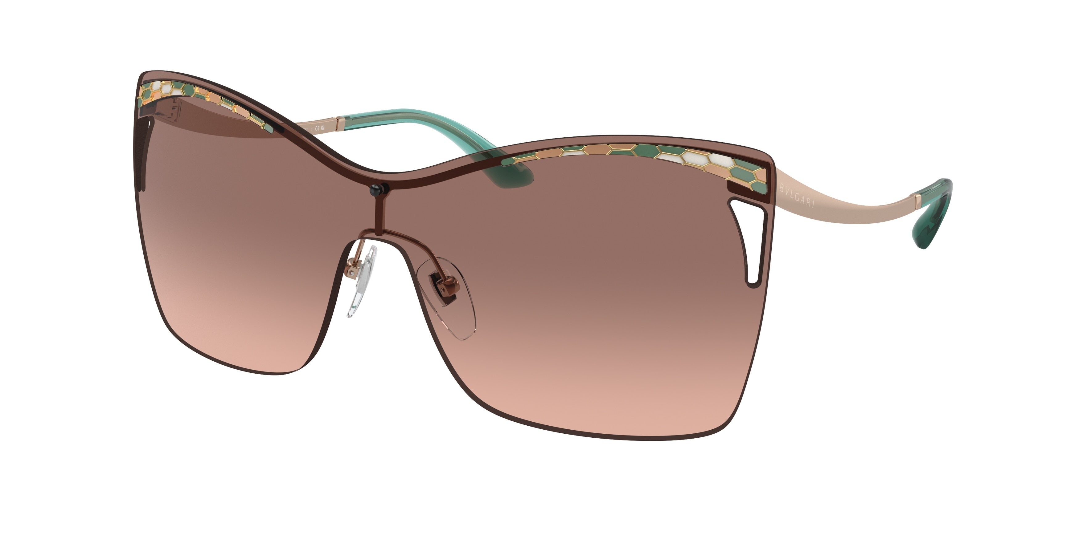 Bvlgari BV6138 Rectangle Sunglasses  201413-Pink Gold 40-140-140 - Color Map Pink