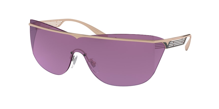 Bvlgari BV6139 Rectangle Sunglasses  2014AK-PINK GOLD/BLACK 42-142-125 - Color Map purple/reddish