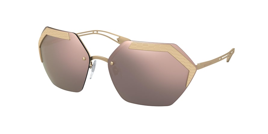 Bvlgari BV6140 Irregular Sunglasses  20134Z-MATTE PINK GOLD 66-16-125 - Color Map gold