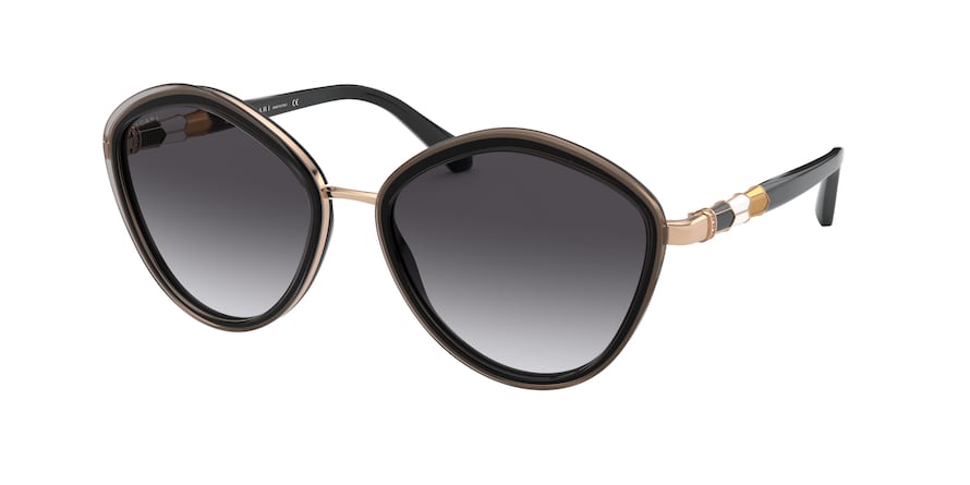 Bvlgari BV6143BF Irregular Sunglasses  20148G-PINK GOLD/TOP TR GREY ON BLACK 56-17-140 - Color Map black