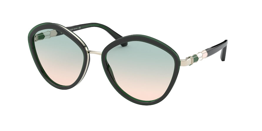 Bvlgari BV6143B Irregular Sunglasses  278/2C-PALE GOLD/TOP CRYST ON GREEN 56-17-140 - Color Map green