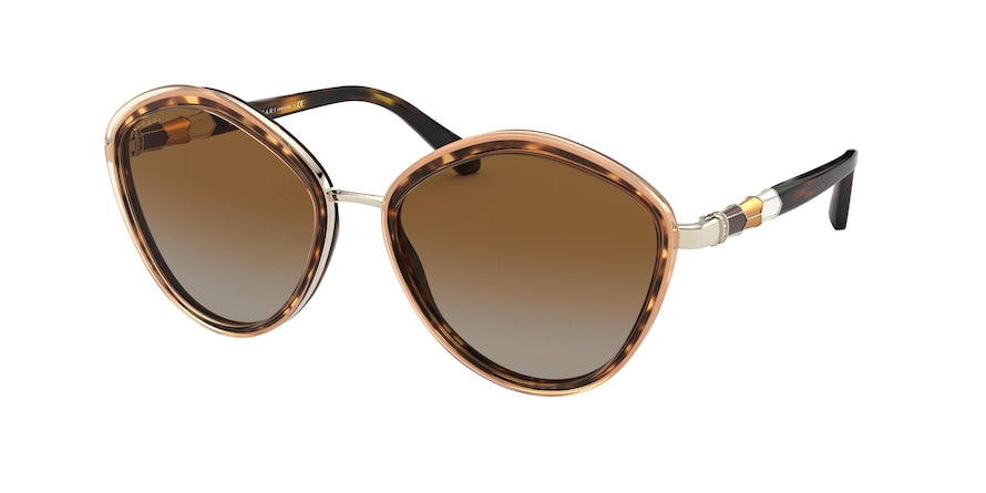 Bvlgari BV6143B Irregular Sunglasses  278/T5-PALE GOLD/TOP TR PINK ON HAVAN 56-17-140 - Color Map havana