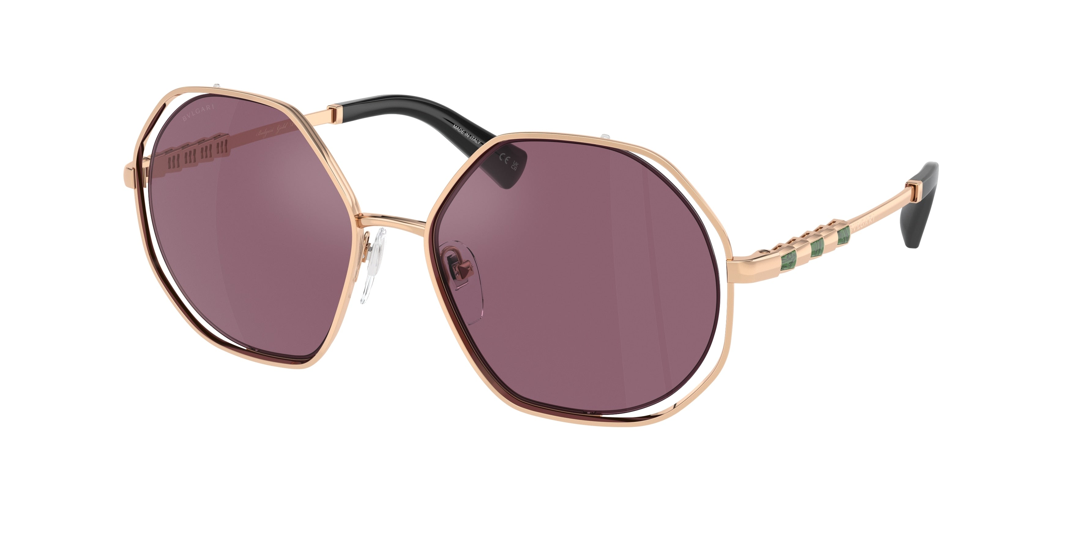 Bvlgari BV6144KB Irregular Sunglasses  395/AK-Pink Gold Plated 55-140-17 - Color Map Pink