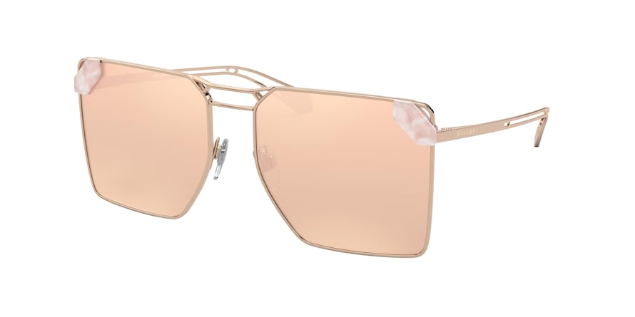 Bvlgari BV6147 Square Sunglasses  20144Z-PINK GOLD 57-17-140 - Color Map gold