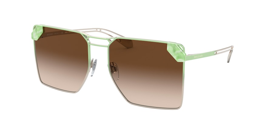 Bvlgari BV6147 Square Sunglasses  278/13-PALE GOLD/GRADIENT GREEN 57-17-140 - Color Map gold